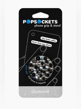 Jet Black Mix Luxe Crystals PopSocket Phone Holder Grip New